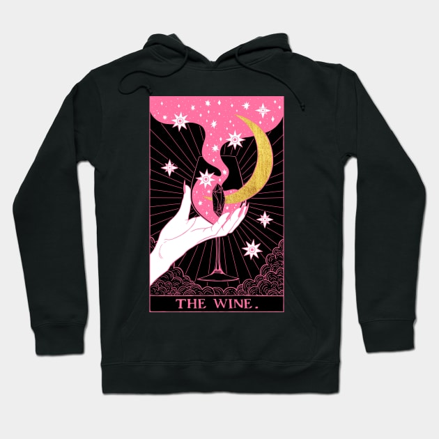 Pink Tarot card The Wine Hoodie by OccultOmaStore